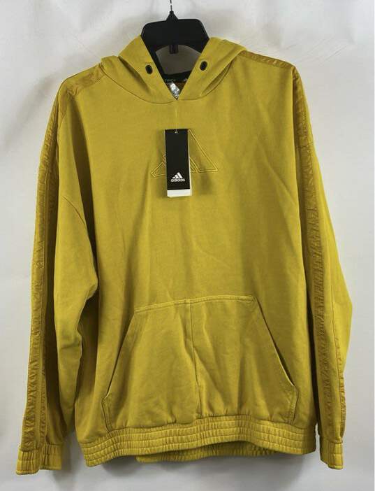NWT Adidas Mens Yellow DP Daniel Patrick Heavy Pockets Pullover Hoodie Size L image number 1