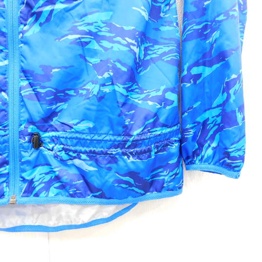 Women's Nike Blue Polyester Windbreaker Jacket with Hood and Cinched waist Size M image number 5