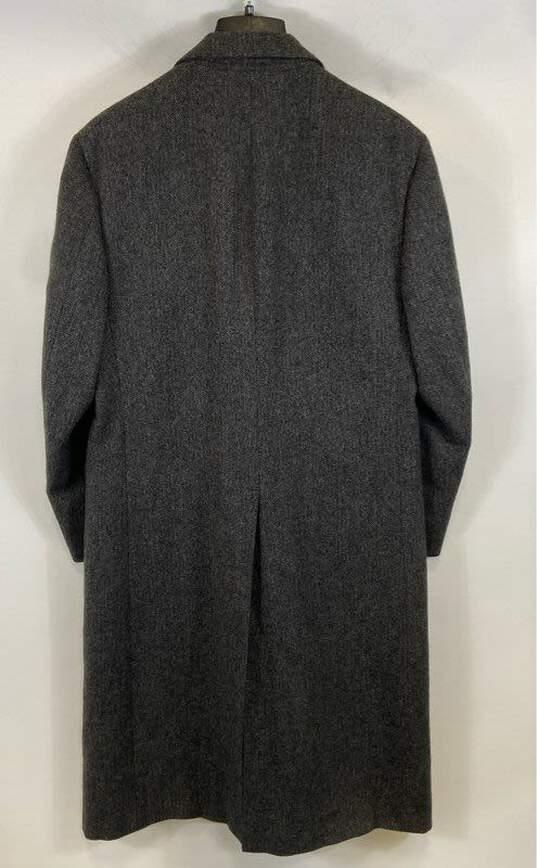 Hart Schaffner Marx Mens Gray Wool Long Sleeve Double Breasted Overcoat Size 41R image number 2
