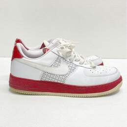 Nike Air Force 1 '07 Perforated White Red Sneaker Casual Shoes Men's Size 11