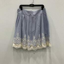 A Tout Age Womens Light Blue White Lace Pleated Side Zip A-Line Skirt Size 8 alternative image