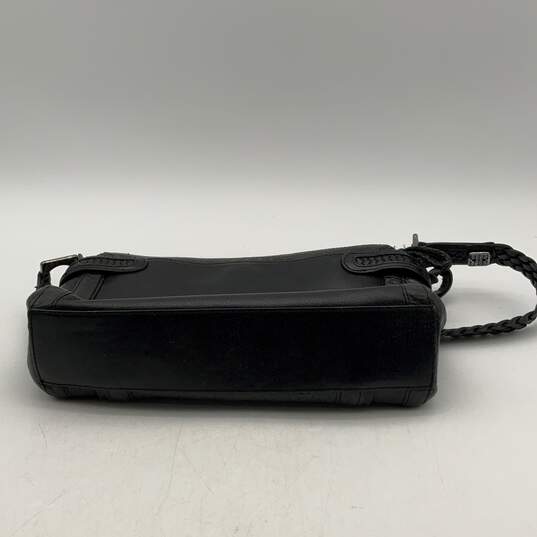 Brighton Womens Black Leather Strap Outer Zipper Pocket Shoulder Bag image number 4