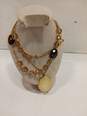 Bundle of Faux Gold & Brown Costume Jewelry image number 4