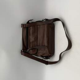 Fossil Womens Brown Leather Adjustable Strap Zipper Pocket Crossbody Bag Purse