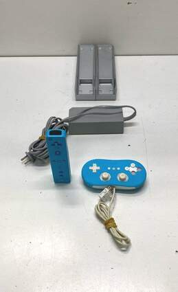 Nintendo Blue Wii Remote & Accessories Lot of 5