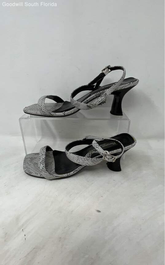 Bruno Cecci Womens Black & White Snakeskin Block Heel Strappy Sandals Size 6 image number 1