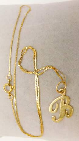 14K Yellow Gold Initial B Pendant Necklace 1.4g