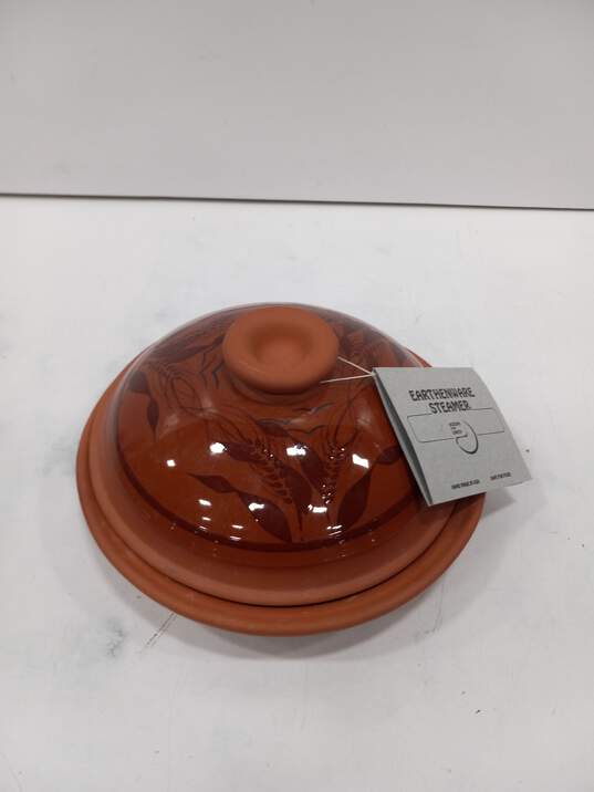 BROWN DESIGNS FROM EARTH EARTHENWARE STEAMER W/ LID image number 1