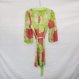 Trina Turk Pink & Lime Green Floral Patterned Belted Dress WM Size 2 alternative image