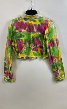 NWT Glamorous Womens Multicolor Tie Dye Cotton Cropped Denim Jacket Size Medium alternative image