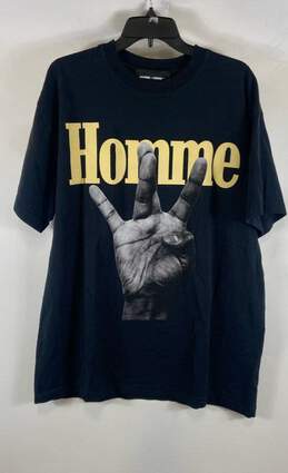 Homme + Femme Mens Black Graphic Print Short Sleeve Pullover T-Shirt Size XL