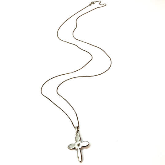 Designer Silpada 925 Sterling Silver Chain Pearl Cross Pendant Necklace image number 3