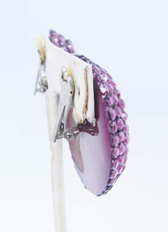 Vintage Bellini By Formart Purple Blue Crystal Earrings w/ Gold Tone & Purple Jewelry 160.3g image number 6