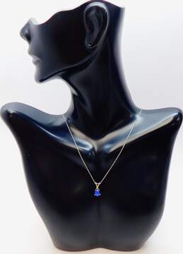 14K White Gold Star Sapphire Diamond Accent Pendant Necklace 1.4g