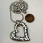 Designer Brighton Silver-Tone Chain Engraved Heart Shape Pendant Necklace image number 3