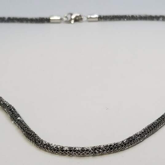 Milo Sterling Silver Mesh Black Crystal Necklace 14.6g DAMAGED image number 4