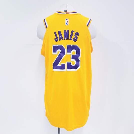 Buy the Nike Los Angeles Lakers Lebron James #23 Gold Jersey Sz 2XL
