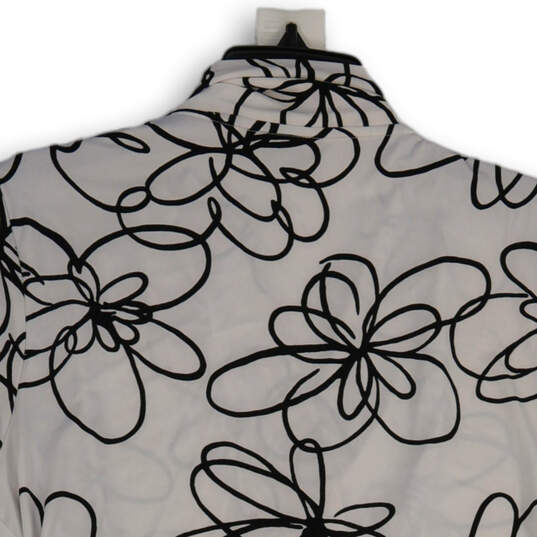 Womens White Black Printed Wrap Neck Short Sleeve Pullover Blouse Top Sz XL image number 4