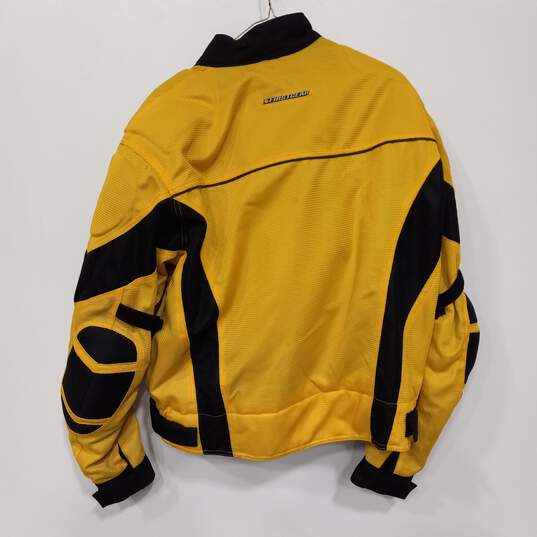 Men's Black Biker Leather Jacket With Yellow Stripes