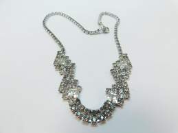Vintage Icy Rhinestone Silver Tone Necklace, Brooches & Clip On Earrings 58.2g alternative image