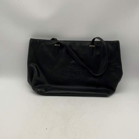 Kate Spade Womens Black Leather Double Handle Inner Zipper Pocket Tote Bag Purse image number 1