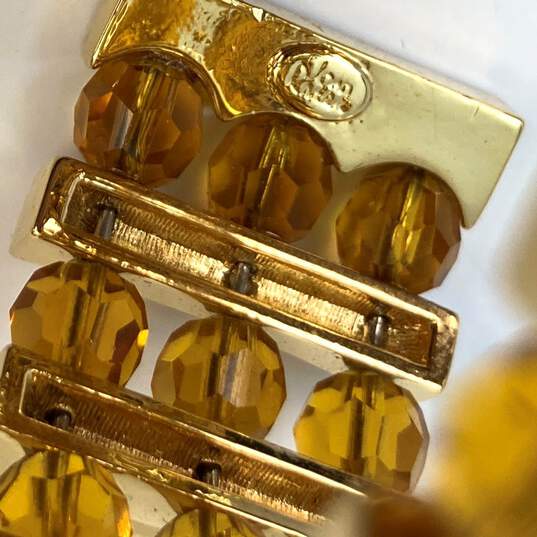 Designer Joan Rivers Gold-Tone Yellow Simulated Topaz Stone Cuff Bracelet image number 4