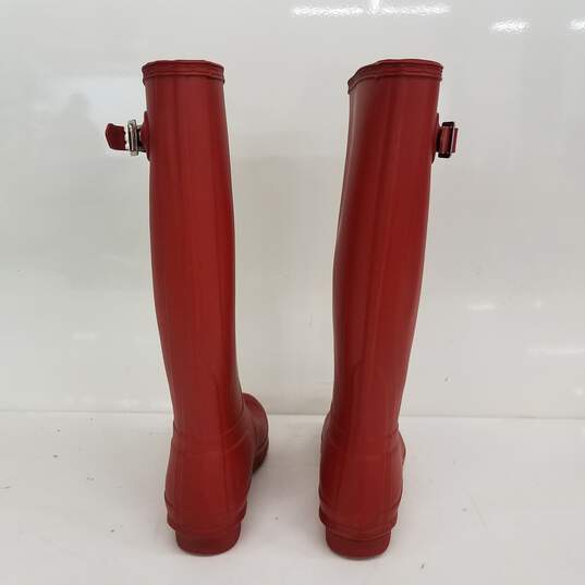 Hunter Tall Red Rain Boots Size 7 image number 4