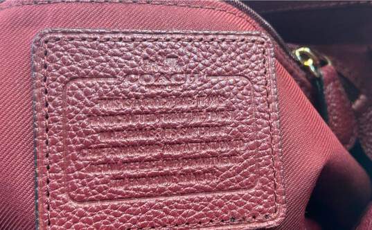 COACH Edie Burgundy Pebbled Leather Satchel Bag image number 6