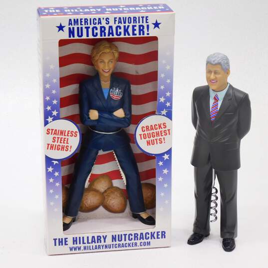 Bill Clinton Corkscrew No Box & Hillary Clinton Nutcracker NEW image number 1