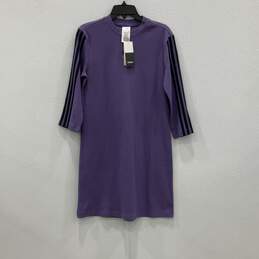 NWT Adidas Womens Purple Short Sleeve Crew Neck Pullover T-Shirt Dress Size M