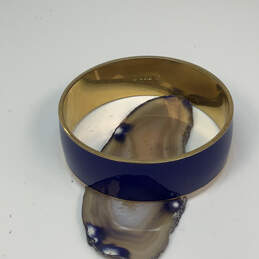 Designer J. Crew Gold-Tone Royal Blue Elegant Wide Enamel Bangle Bracelet