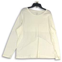 NWT Sonoma Womens White Round Neck Long Sleeve Pullover T-Shirt Size 2x