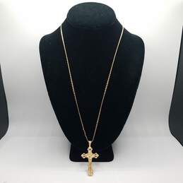 14K Gold Crucifix Pendant Necklace 11.9g