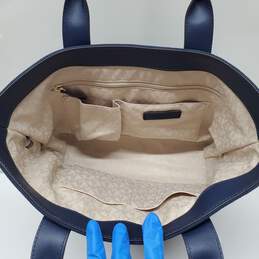 Michael Michael Kors Fulton Canvas  & Leather Handbag Tote Purse Navy Blue alternative image