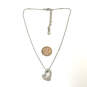 Designer Swarovski Silver-Tone Link Chain Heart Pearl Pendant Necklace image number 2