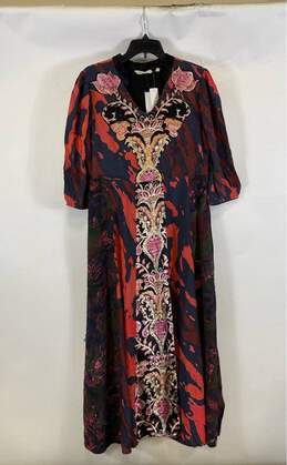 NWT Soft Surroundings Womens Multicolor Abstract 3/4 Sleeve Maxi Dress Size 8