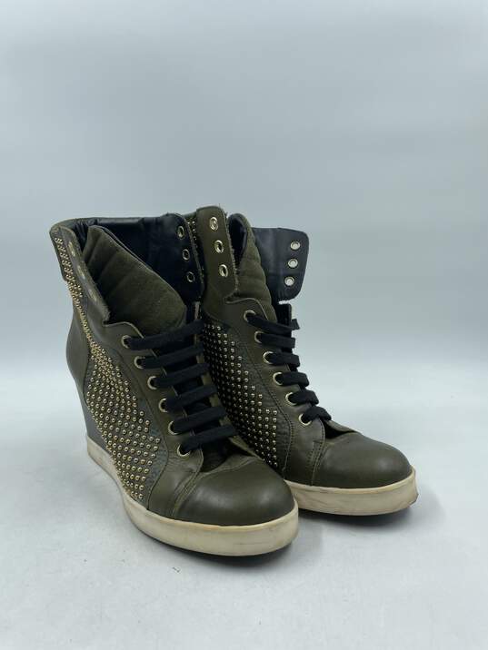 Michalsky X MCM Green Studded Wedge Sneakers W 8 COA image number 3