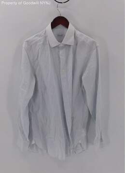 Ermenegildo Zegna Men's White Striped Patterned Shirt Size 43/17