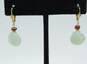 14K Gold Faceted Garnet & Green Chalcedony Beaded Drop Earrings 3.4g image number 2