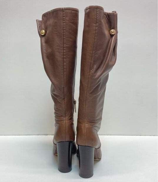 Tory Burch Leather Slouchy Riding Boots Brown 8 image number 4