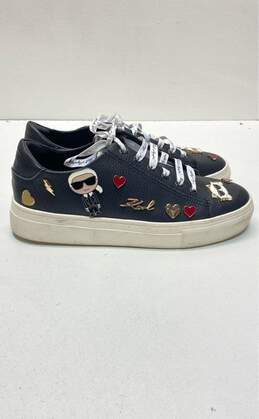 Karl Lagerfeld Leather Pin Embellished Sneakers Black 6.5