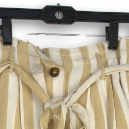 Hollister Womens Tan White Striped Button Front Belted Short A-Line Skirt XS image number 3
