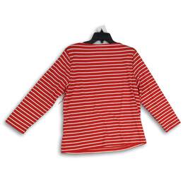 Anne Klein Womens Red White Striped Long Sleeve Pullover T-Shirt Size L alternative image