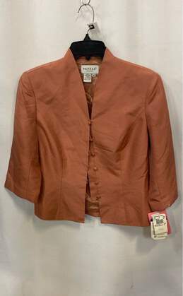 NWT Adrianna Papell Womens Brown 3/4 Sleeve Sigle Breasted Blazer Jacket Size 6P