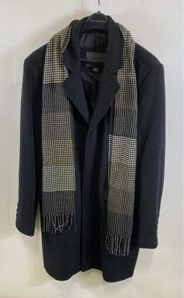 Covington Mens Gray Long Sleeves Collared Over Coat Size Medium With Scarf