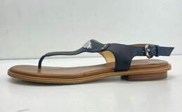 Michael Kors Black Leather Plate Ankle Strap Thong Sandals Size 9 M alternative image