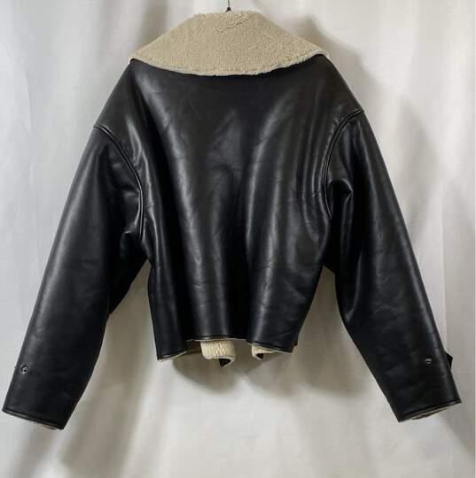 Good American Unisex Adults Black Leather Long Sleeve Open Front Jacket Size 5/6 image number 2