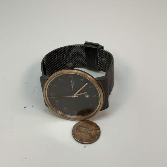 Designer Skagen Ancher Gold-Tone Adjustable Mesh Strap Analog Wristwatch image number 1