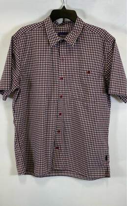 Patagonia Mens Red White Gingham Check Short Sleeve Dress Shirt Size XL