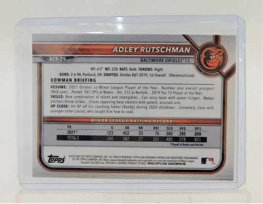 2022 Adley Rutschman Bowman Chrome Rookie Baltimore Orioles image number 2